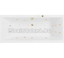 Акриловая ванна Excellent Pryzmat Slim Ultra 160x75 см, встраиваемая, с гидромассажем, белая, с каркасом, со сливом-переливом, фурнитура золото