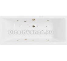 Акриловая ванна Excellent Pryzmat Slim Relax 170x75 см, встраиваемая, с гидромассажем, белая, с каркасом, со сливом-переливом, фурнитура бронза