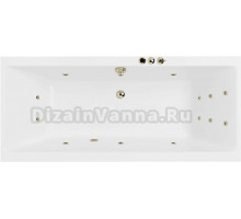 Акриловая ванна Excellent Pryzmat Slim Smart 170x75 см, встраиваемая, с гидромассажем, белая, с каркасом, со сливом-переливом, фурнитура бронза