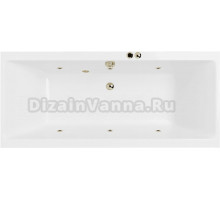 Акриловая ванна Excellent Pryzmat Slim Soft 170x75 см, встраиваемая, с гидромассажем, белая, с каркасом, со сливом-переливом, фурнитура бронза