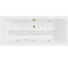 Акриловая ванна Excellent Pryzmat Slim Relax 180x80 см, встраиваемая, с гидромассажем, белая, с каркасом, со сливом-переливом, фурнитура бронза