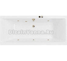 Акриловая ванна Excellent Pryzmat Slim Soft 180x80 см, встраиваемая, с гидромассажем, белая, с каркасом, со сливом-переливом, фурнитура бронза