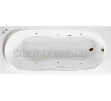 Акриловая ванна Excellent Sekwana Line Nano 170x75 см, встраиваемая, с гидромассажем, белая, с каркасом, со сливом-переливом, фурнитура золото