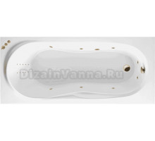 Акриловая ванна Excellent Sekwana Smart Nano 170x75 см, встраиваемая, с гидромассажем, белая, с каркасом, со сливом-переливом, фурнитура золото
