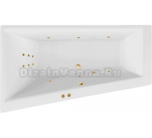 Акриловая ванна Excellent Sfera Line L 170x100 см, угловая, левая, встраиваемая, с гидромассажем, белая, асимметричная, с каркасом, со сливом-переливом, фурнитура золото