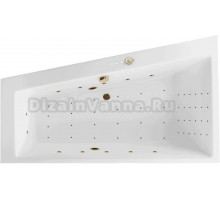 Акриловая ванна Excellent Sfera Nano L 170x100 см, угловая, левая, встраиваемая, с гидромассажем, белая, асимметричная, с каркасом, со сливом-переливом, фурнитура золото