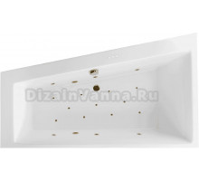Акриловая ванна Excellent Sfera Relax L 170x100 см, угловая, левая, встраиваемая, с гидромассажем, белая, асимметричная, с каркасом, со сливом-переливом, фурнитура бронза