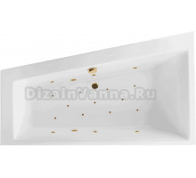 Акриловая ванна Excellent Sfera Relax L 170x100 см, угловая, левая, встраиваемая, с гидромассажем, белая, асимметричная, с каркасом, со сливом-переливом, фурнитура золото