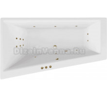 Акриловая ванна Excellent Sfera Smart L 170x100 см, угловая, левая, встраиваемая, с гидромассажем, белая, асимметричная, с каркасом, со сливом-переливом, фурнитура бронза