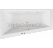 Акриловая ванна Excellent Sfera Soft L 170x100 см, угловая, левая, встраиваемая, с гидромассажем, белая, асимметричная, с каркасом, со сливом-переливом, фурнитура золото
