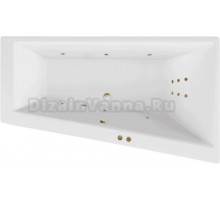 Акриловая ванна Excellent Sfera Line R 170x100 см, угловая, правая, встраиваемая, с гидромассажем, белая, асимметричная, с каркасом, со сливом-переливом, фурнитура бронза