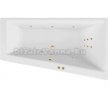 Акриловая ванна Excellent Sfera Line R 170x100 см, угловая, правая, встраиваемая, с гидромассажем, белая, асимметричная, с каркасом, со сливом-переливом, фурнитура золото