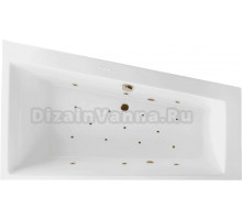 Акриловая ванна Excellent Sfera Relax R 170x100 см, угловая, правая, встраиваемая, с гидромассажем, белая, асимметричная, с каркасом, со сливом-переливом, фурнитура бронза
