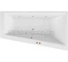Акриловая ванна Excellent Sfera Soft R 170x100 см, угловая, правая, встраиваемая, с гидромассажем, белая, асимметричная, с каркасом, со сливом-переливом, фурнитура бронза