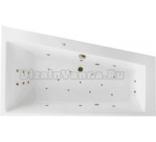Акриловая ванна Excellent Sfera Ultra R 170x100 см, угловая, правая, встраиваемая, с гидромассажем, белая, асимметричная, с каркасом, со сливом-переливом, фурнитура бронза