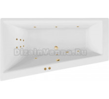 Акриловая ванна Excellent Sfera Slim Line L 170x100 см, угловая, левая, встраиваемая, с гидромассажем, белая, асимметричная, с каркасом, со сливом-переливом, фурнитура золото