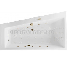 Акриловая ванна Excellent Sfera Slim Nano L 170x100 см, угловая, левая, встраиваемая, с гидромассажем, белая, асимметричная, с каркасом, со сливом-переливом, фурнитура золото