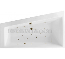 Акриловая ванна Excellent Sfera Slim Relax L 170x100 см, угловая, левая, встраиваемая, с гидромассажем, белая, асимметричная, с каркасом, со сливом-переливом, фурнитура бронза