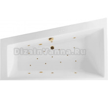 Акриловая ванна Excellent Sfera Slim Relax L 170x100 см, угловая, левая, встраиваемая, с гидромассажем, белая, асимметричная, с каркасом, со сливом-переливом, фурнитура золото