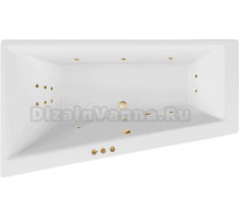 Акриловая ванна Excellent Sfera Slim Smart L 170x100 см, угловая, левая, встраиваемая, с гидромассажем, белая, асимметричная, с каркасом, со сливом-переливом, фурнитура золото