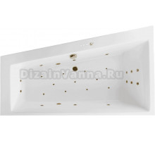 Акриловая ванна Excellent Sfera Slim Ultra L 170x100 см, угловая, левая, встраиваемая, с гидромассажем, белая, асимметричная, с каркасом, со сливом-переливом, фурнитура бронза