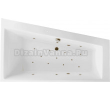 Акриловая ванна Excellent Sfera Slim Relax R 170x100 см, угловая, правая, встраиваемая, с гидромассажем, белая, асимметричная, с каркасом, со сливом-переливом, фурнитура бронза