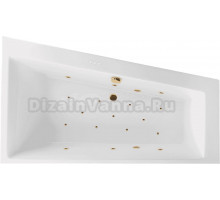 Акриловая ванна Excellent Sfera Slim Relax R 170x100 см, угловая, правая, встраиваемая, с гидромассажем, белая, асимметричная, с каркасом, со сливом-переливом, фурнитура золото