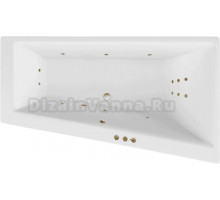 Акриловая ванна Excellent Sfera Slim Smart R 170x100 см, угловая, правая, встраиваемая, с гидромассажем, белая, асимметричная, с каркасом, со сливом-переливом, фурнитура бронза