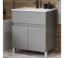 Тумба с раковиной AQUATON Форест 75 туманный серый, раковина Элина 75