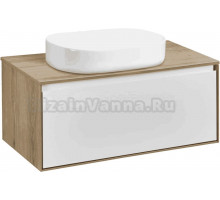 Тумба с раковиной AQUATON Либерти 90 со столешницей дуб эльвезия, раковина Лола 60