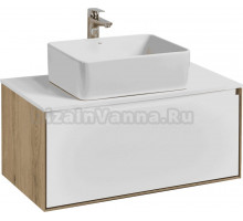 Тумба с раковиной AQUATON Либерти 90 со столешницей белый глянец, раковина Mila 35