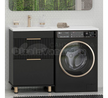 Тумба с раковиной Brevita Enfida 60 напольная, под стиральную машину, L, черная