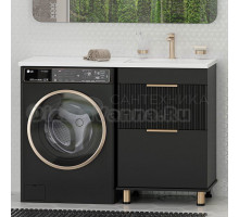 Тумба с раковиной Brevita Enfida 60 напольная, под стиральную машину, R, черная