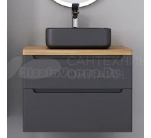 Тумба под раковину со столешницей Jorno Wood 80 серая, столешница светлая