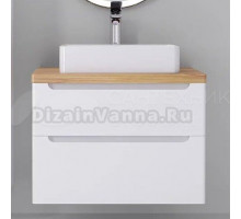 Тумба под раковину со столешницей Jorno Wood 80 белая, столешница светлая