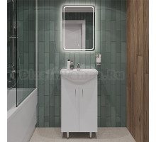 Мебель для ванной комнаты Orange Samara 50 белый глянец, со смесителем, зеркало Samara 50 с подсветкой