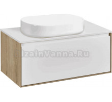 Тумба с раковиной AQUATON Либерти 90 со столешницей белый глянец, раковина Лола 60