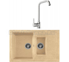 Комплект Мойка Gerhans C10-21 песочная + Смеситель MEGA Ege MG-PL10 хром