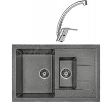 Комплект Мойка Gerhans C10-24 графит + Смеситель MEGA Mega MG-BMK016 хром