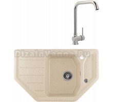 Комплект Мойка Gerhans E08-20 бежевая + Смеситель MEGA Didim MG-CM107 хром