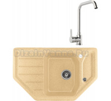 Комплект Мойка Gerhans E08-21 песочная + Смеситель MEGA Ege MG-PL10 хром