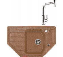 Комплект Мойка Gerhans E08-23 терракот + Смеситель MEGA Life MG-TK09 хром