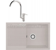 Комплект Мойка Longran Amanda AMG780.500 - 58 sabbia + Смеситель MEGA Snow MG-SH03 хром