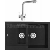 Комплект Мойка Longran Amanda AMG780.500 15 - 10 onyx + Смеситель MEGA Life MG-TK06 хром