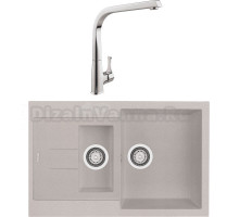 Комплект Мойка Longran Amanda AMG780.500 15 - 58 sabbia + Смеситель MEGA Mega MG-SUN03