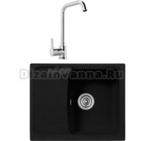 Комплект Мойка Longran Classic CLS615.500 - 10 onyx + Смеситель MEGA Ege MG-PL10 хром