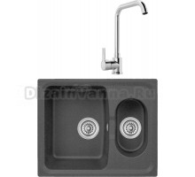 Комплект Мойка Longran Classic CLS615.500 15 - 40 lava + Смеситель MEGA Ege MG-PL10 хром