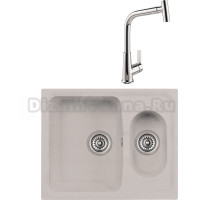 Комплект Мойка Longran Classic CLS615.500 15 - 58 sabbia + Смеситель MEGA Life MG-TK09 хром