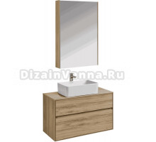 Мебель для ванной комнаты AQUATON Либерти 100 со столешницей дуб эльвезия, раковина Mila 35