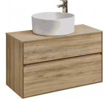 Тумба с раковиной AQUATON Либерти 100 со столешницей дуб эльвезия, раковина Mila 40
